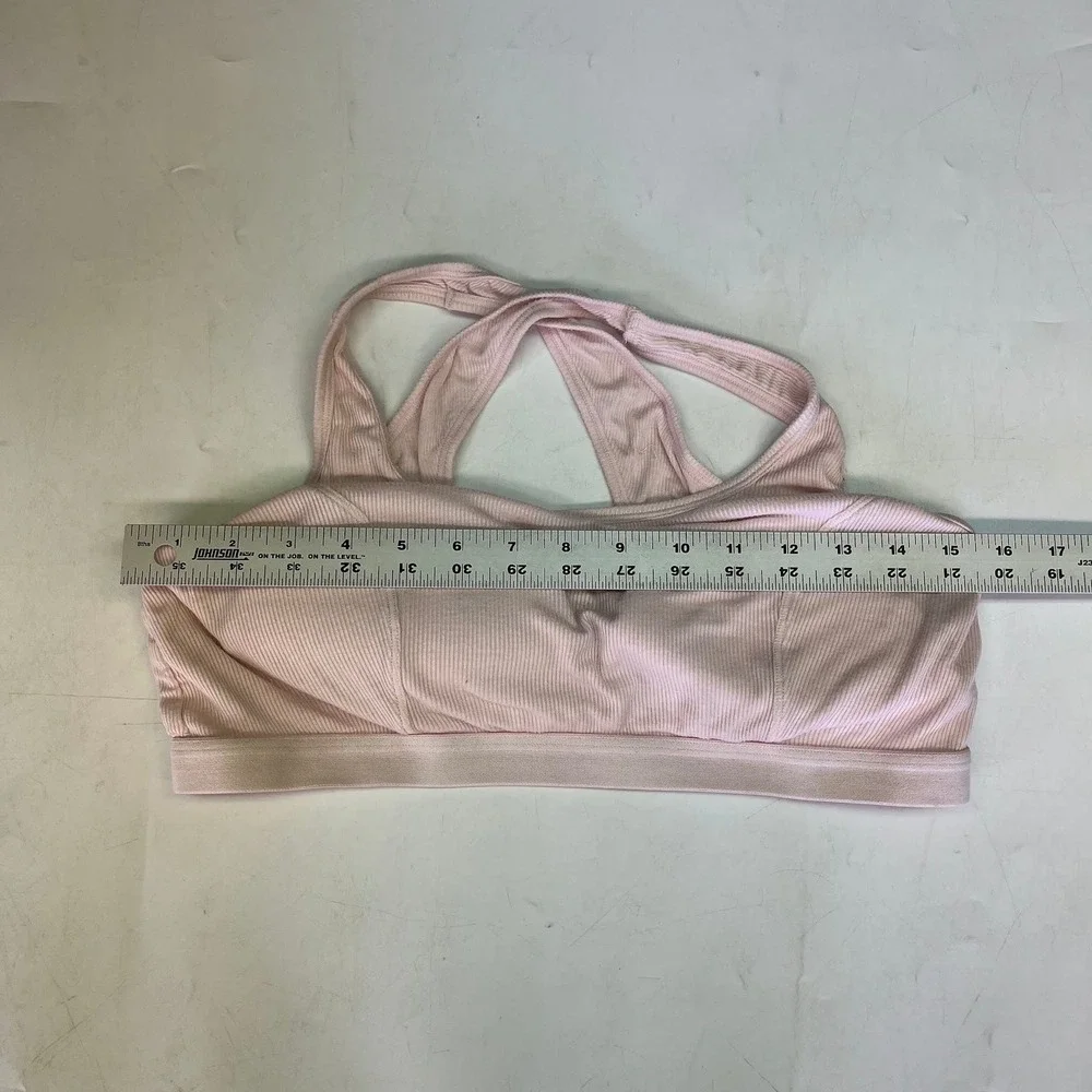 True & Co Womens Ribbed Crisscross‎ Back Sports Bra Yoga Top Athleisure Size XL - Picture 12 of 14